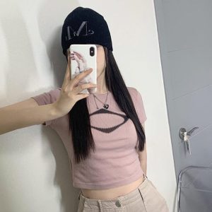 Aesthetic Y2K Pink Crop Top for Coquette Style and Cute Outfits