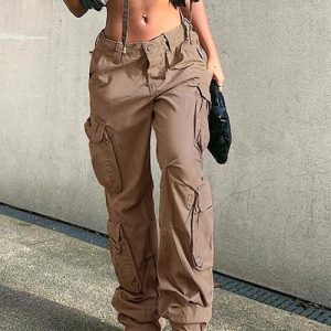 BDG Y2K Khaki Cargo Pants for Trendy Grunge Aesthetic Outfits and Comfy Everyday Wear