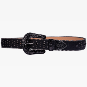 Black Rhinestone Belt for Y2K Fashion, Grunge Aesthetic, and Coquette Style Outfits