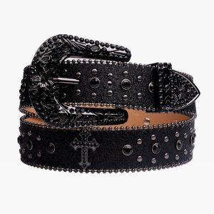 Black Rhinestone Belt for Y2K Fashion, Grunge Aesthetic, and Coquette Style Outfits