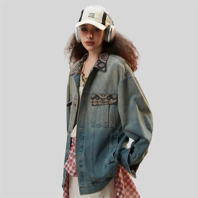 Blue Washed Denim Jacket - Y2K Aesthetic Vintage Style for Trendy Outfits