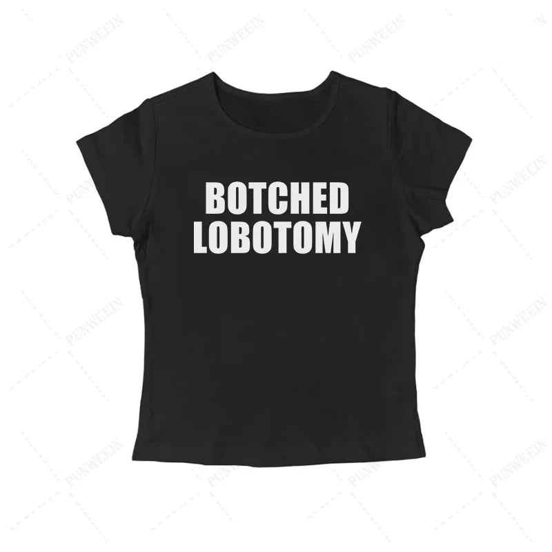 Botched Lobotomy Y2K Graphic Tee - Vintage Aesthetic Top for Grunge and Coquette Styles