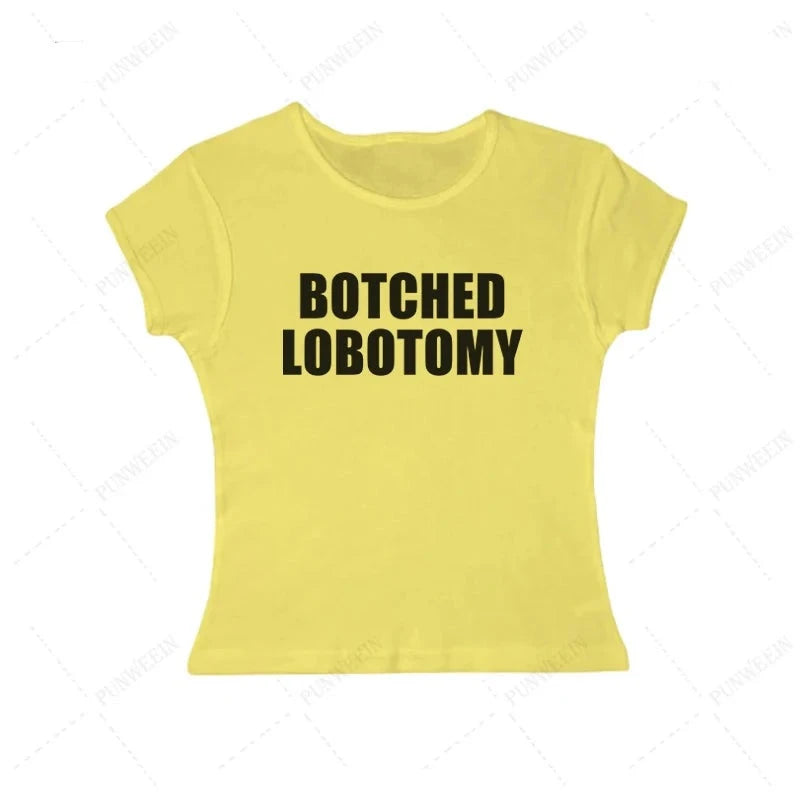 Botched Lobotomy Y2K Graphic Tee - Vintage Aesthetic Top for Grunge and Coquette Styles