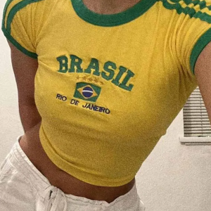 Brasil Crop Top: Y2K Aesthetic Cute Top for Coquette and Grunge Style Outfits