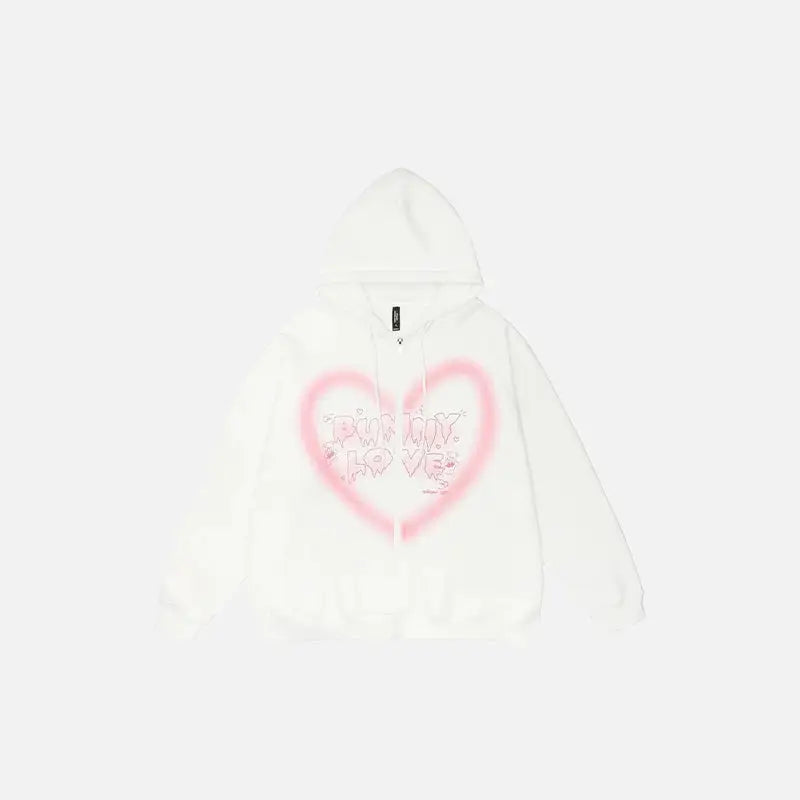 Bunny Love Y2K Hoodie: Cute Pastel Aesthetic for Cozy, Trendy Outfits