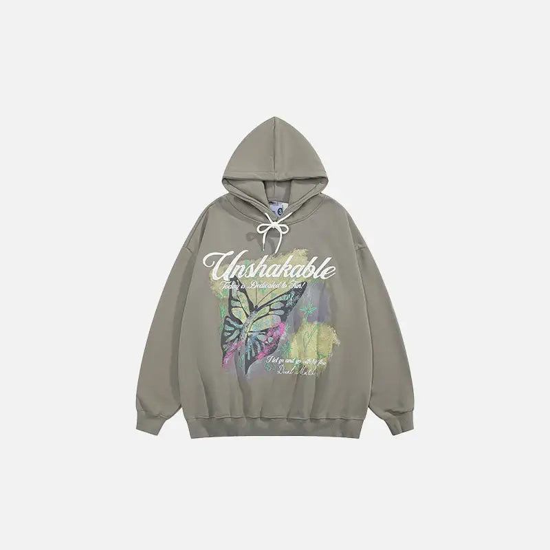 Butterfly Print Y2K Hoodie - Comfy Aesthetic Top for Grunge and Coquette Styles