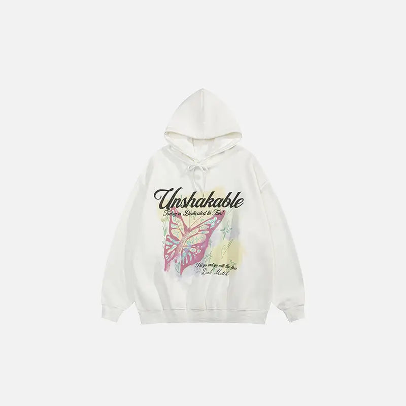 Butterfly Print Y2K Hoodie - Comfy Aesthetic Top for Grunge and Coquette Styles