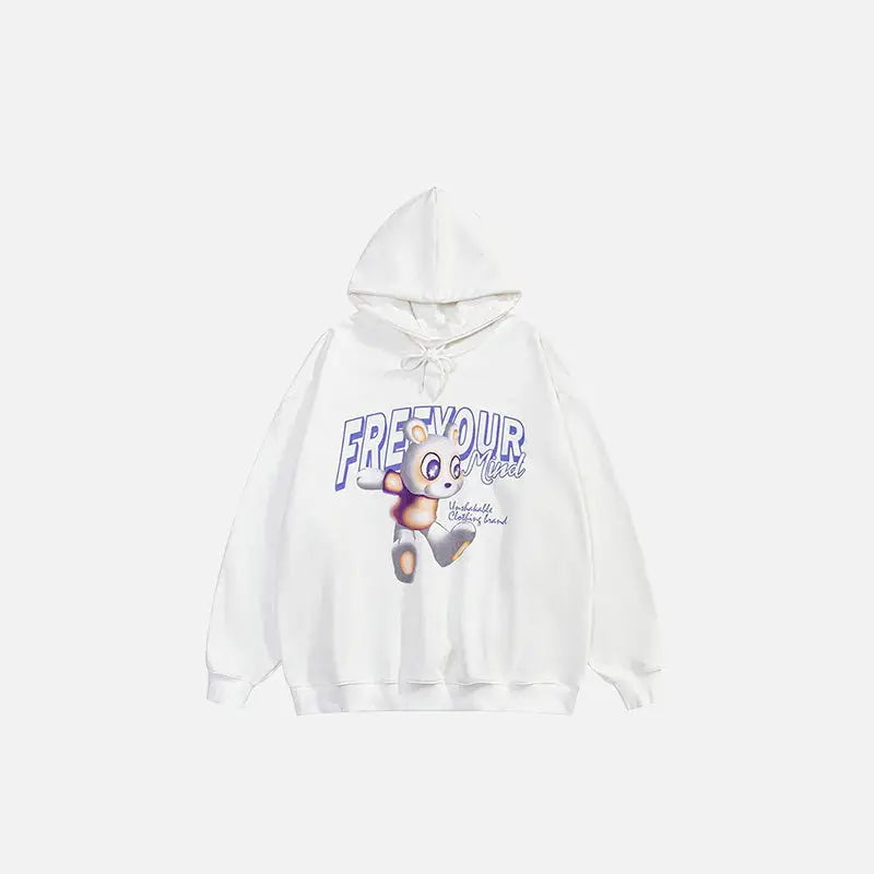 Cartoon Dog Letter Print Y2K Hoodie - Comfy and Cute for Y2K Aesthetic Outfits