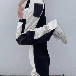 Chic Black and White Y2K Pants for Trendy Aesthetic Outfits and Grunge Style Looks