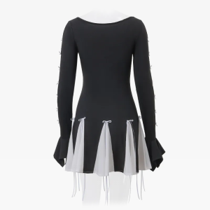 Chic Black Pleated Mini Dress for Y2K Aesthetic and Coquette Style Outfits