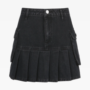 Chic Black Y2K Cargo Skirt for Trendy Grunge and Coquette Aesthetic Outfits