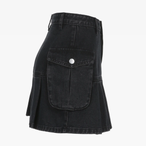 Chic Black Y2K Cargo Skirt for Trendy Grunge and Coquette Aesthetic Outfits