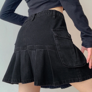 Chic Black Y2K Cargo Skirt for Trendy Grunge and Coquette Aesthetic Outfits