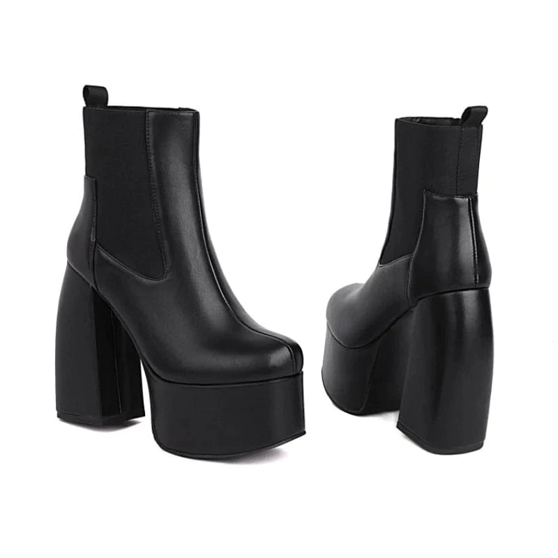 Chic Black Y2K Heel Boots for Grunge Aesthetic and Coquette Style Outfits