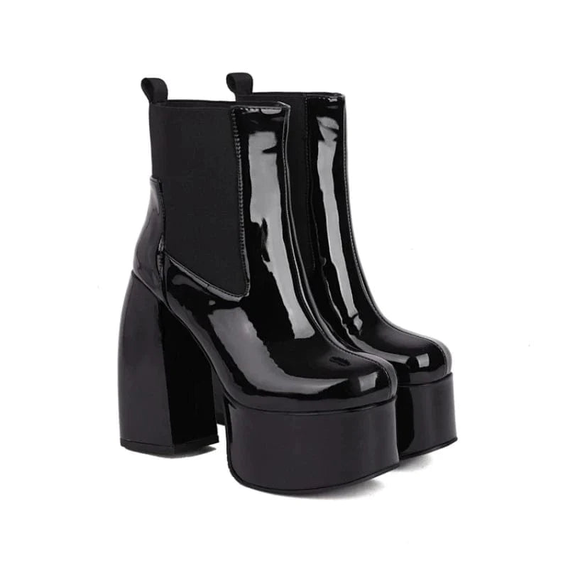 Chic Black Y2K Heel Boots for Grunge Aesthetic and Coquette Style Outfits