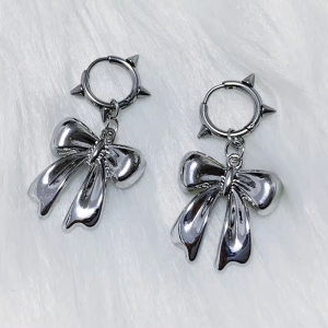 Chic Bow Tie Earrings for Y2K Fashion Lovers - Perfect for Coquette and Grunge Aesthetics