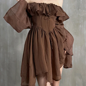 Chic Brown Y2K Dress with Vintage Aesthetic for Effortless Style and Comfort