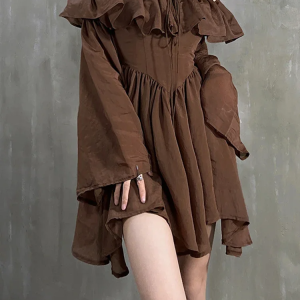 Chic Brown Y2K Dress with Vintage Aesthetic for Effortless Style and Comfort