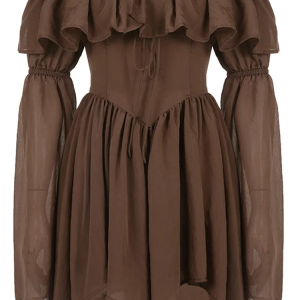 Chic Brown Y2K Dress with Vintage Aesthetic for Effortless Style and Comfort