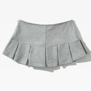 Chic Gray Pleated Mini Skirt - Y2K Aesthetic, Perfect for Grunge and Coquette Outfits