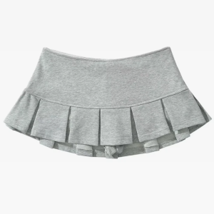 Chic Gray Pleated Mini Skirt - Y2K Aesthetic, Perfect for Grunge and Coquette Outfits