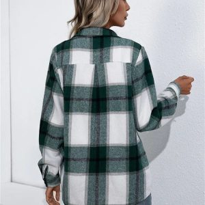 Chic Long Sleeve Y2K Plaid Jacket for Trendy Coquette and Grunge Aesthetic Outfits