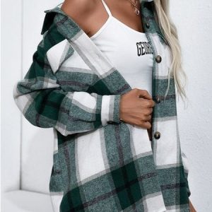 Chic Long Sleeve Y2K Plaid Jacket for Trendy Coquette and Grunge Aesthetic Outfits