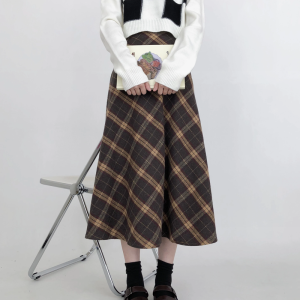 Chic Midi Plaid Skirt for Y2K Aesthetic Outfits - Perfect for Coquette and Grunge Styles