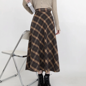 Chic Midi Plaid Skirt for Y2K Aesthetic Outfits - Perfect for Coquette and Grunge Styles