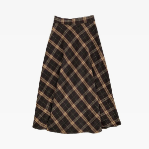 Chic Midi Plaid Skirt for Y2K Aesthetic Outfits - Perfect for Coquette and Grunge Styles