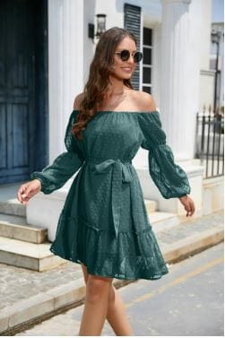 Chic Off Shoulder Long Sleeve Y2K Dress for Trendy Coquette Aesthetic Outfits