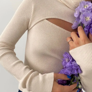 Chic Open Chest Turtleneck - Y2K Fashion Essential for Coquette and Grunge Aesthetics