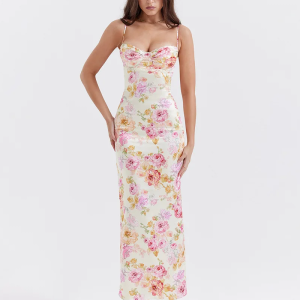 Chic White and Pink Floral Dress for Y2K Aesthetic and Coquette Style Outfits