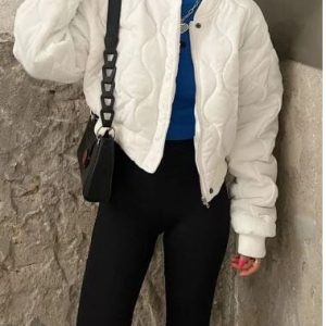 Chic White Y2K Jacket for Trendy Coquette and Grunge Aesthetic Outfits