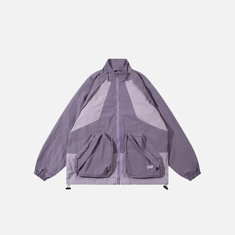 Color Block Windbreaker Jacket - Y2K Aesthetic Outerwear for Trendy Outfits