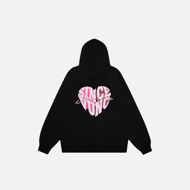 Colorblock Heart Shaped Letter Print Hoodie - Y2K Aesthetic Cute Top for Trendy Outfits