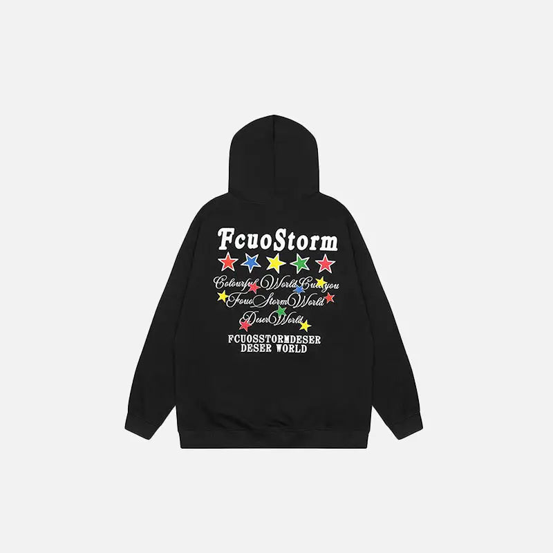 Colorful Star Aesthetic Hoodie - Y2K Fashion for Trendy Outfits