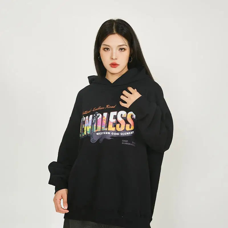 Colorful Y2K Letter Print Hoodie - Trendy Aesthetic Pullover for Stylish Outfits