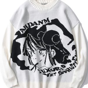 Coquette Aesthetic Anime Sweater - Y2K Style Cute Top for Trendy Outfits