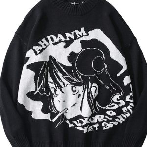 Coquette Aesthetic Anime Sweater - Y2K Style Cute Top for Trendy Outfits