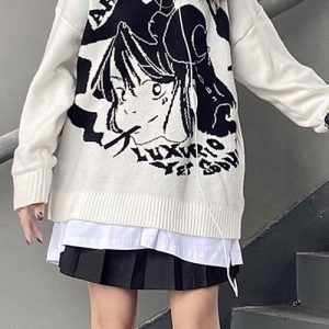 Coquette Aesthetic Anime Sweater - Y2K Style Cute Top for Trendy Outfits