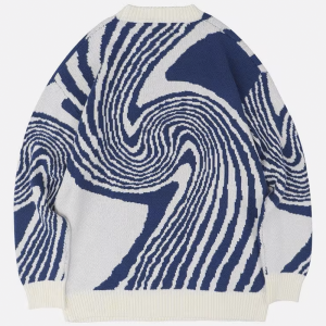 Coquette Aesthetic Blue and White Sweater - Y2K Style Cute Knit Top for Trendy Outfits