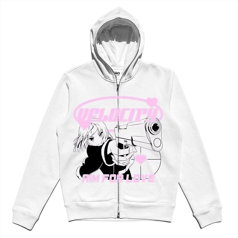 Coquette Aesthetic Full Zip Up Hoodie with Y2K Style for Trendy Outfits