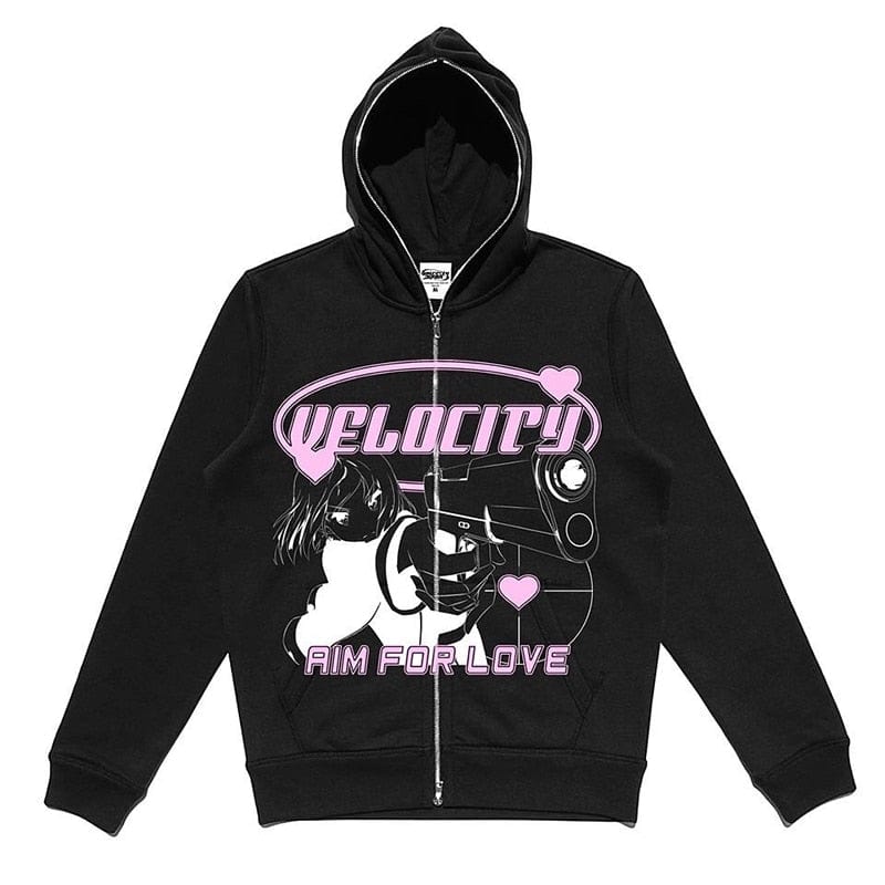 Coquette Aesthetic Full Zip Up Hoodie with Y2K Style for Trendy Outfits