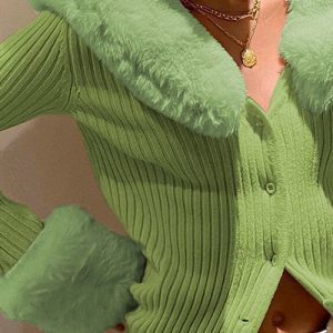 Coquette Aesthetic Green Sweater - Y2K Style Comfy Knit for Cute Outfits