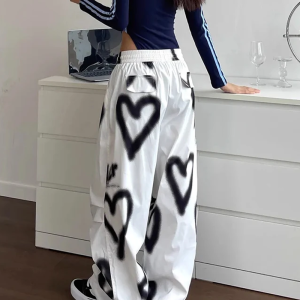 Coquette Aesthetic Heart Sweatpants - Y2K Style Comfy Bottoms for Cute Outfits