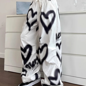 Coquette Aesthetic Heart Sweatpants - Y2K Style Comfy Bottoms for Cute Outfits