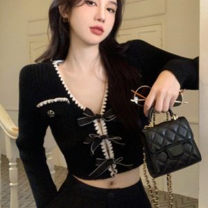 Coquette Aesthetic Korean Knitted Cardigan - Y2K Fashion Soft Girl Style Sweater