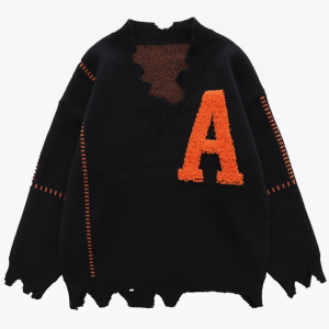 Coquette Aesthetic Letter A Sweater - Y2K Fashion Cute Knit Top for Stylish Outfits