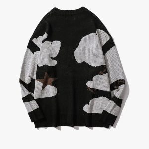 Coquette Aesthetic Printed Y2K Knit Sweater - Cute and Comfy for Every Occasion